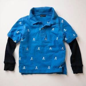 Baby Gap Polo Shirt Size 5T | Blue Skull Long Sleeve Layered